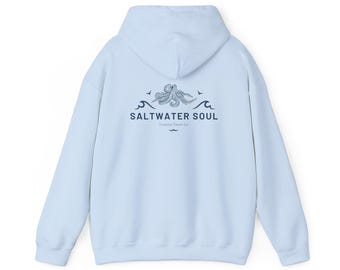 Beach Blue Octopus Hoodie | Ocean Hooded Sweatshirt