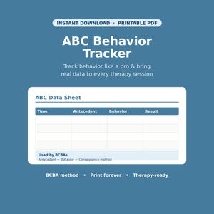 Utskrivbar beteendespårare för ABC | Daglig autismlogg (nedladdning direkt)