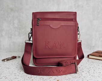 Kappa Alpha Psi Crimson Leather Messenger Bag | ΚΑΨ Fraternity Shoulder Bag