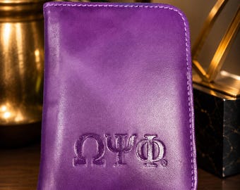 Omega Psi Phi Genuine Cowhide Leather Passport Cover with Card Slots | ΩΨΦ Passport Holder