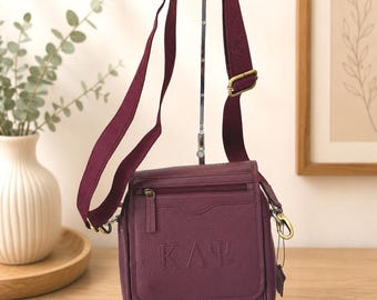 Kappa Alpha Psi Crimson Leather Messenger Bag | ΚΑΨ Fraternity Shoulder Bag