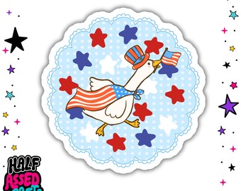 American Goose Glitter Sticker | Waterproof Vinyl Stickers | 4th Of July Stickers