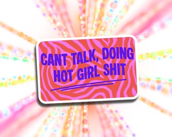 Cant Talk, Doing Hot Girl Shit Glitter Sticker | Waterproof Vinyl Stickers | Funny Decal Stickers