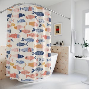 blue fish shower curtain hooks Tropical It is designed to fit standardized bath tubs 1pc blue fish shower curtain