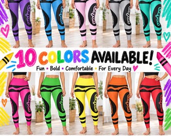 Crayon Leggings, Teacher Halloween Pants, Colorful Halloween Leggings, Group Costume Leggings, Teacher Costume, 10 Colors