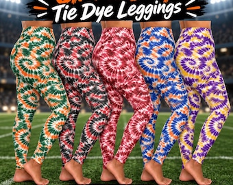 College Game Day Leggings Womens Tie Dye Team Color Leggings Tiger Bulldog Gator Football Pants Tailgate Outfit School Spirit