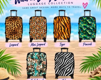 Animal Print Luggage, Leopard Carry On Suitcase, Tiger Zebra Peacock Travel Luggage, Womens Rolling Suitcase, Gift for Traveler