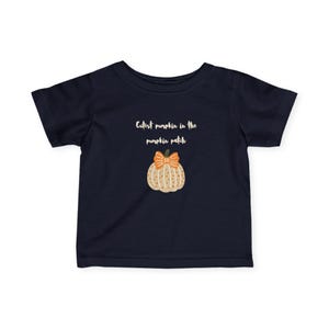 T-shirt citrouille pour bébé fille | Chemise crème en maille avec nœud orange et citrouille
