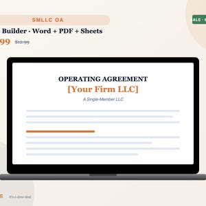 Single-Member LLC Operating Agreement Template (Word, PDF) image 1