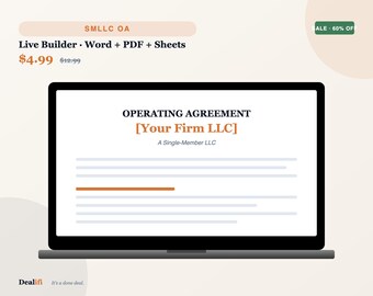 Single-Member LLC Operating Agreement Template (Word, PDF)