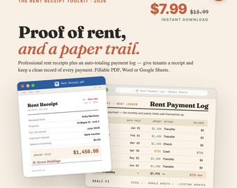 Rental Receipt Pack | Editable Word, PDF, Google Sheets (Instant Download)