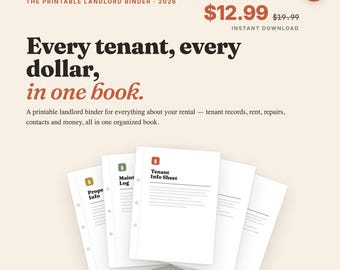 Printable Landlord Binder | Tenant Records, Rent, Property Income Organizer (Instant Download)