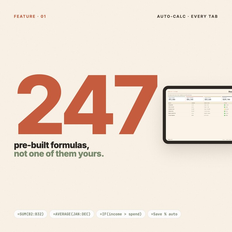 Investor-Grade Budget Tracker Excel - 10 Year Wealth Planner, Personal Finance Spreadsheet, FIRE Budget Template image 6