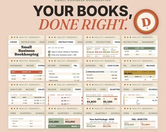 Small Business Bookkeeping Spreadsheet: Schedule C, P&L, Tax Calculator (Excel/Google Sheets)