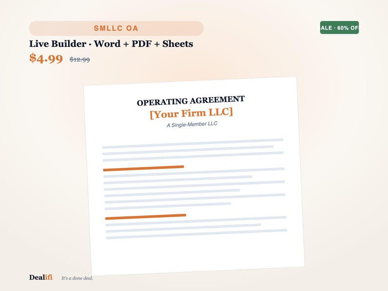 Single-Member LLC Operating Agreement Template (Word, PDF) image 3