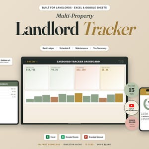 Multi-Property Landlord Tracker | Rental Portfolio Management (Excel, Google Sheets) image 1