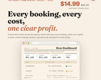 Short Term Rental Host Spreadsheet | Income Expense Tracker (Google Sheets)