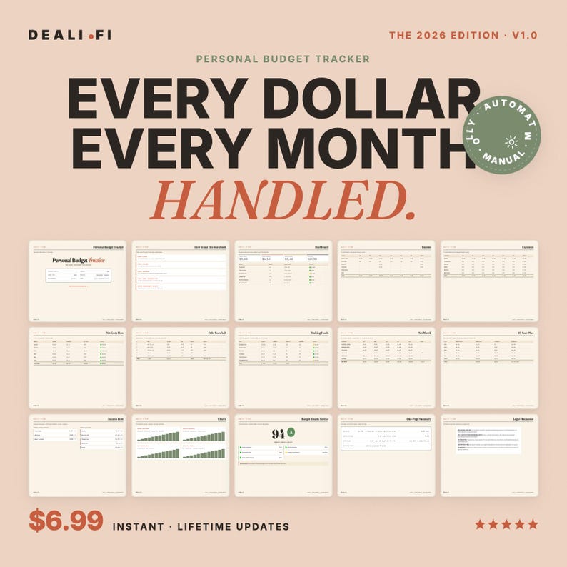 Investor-Grade Budget Tracker Excel - 10 Year Wealth Planner, Personal Finance Spreadsheet, FIRE Budget Template image 1