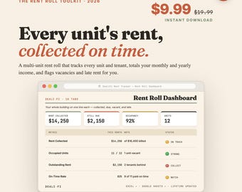 Multi-Unit Rent Tracker Spreadsheet | Landlord Rent Roll & Payment Log (Google Sheets)