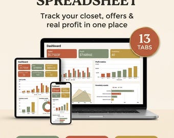 Poshmark Seller Spreadsheet, Inventory Profit Tracker, Sales Fee Calculator (Google Sheets, Excel)