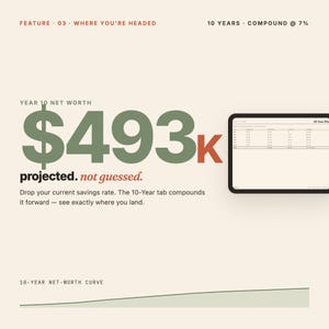 Investor-Grade Budget Tracker Excel - 10 Year Wealth Planner, Personal Finance Spreadsheet, FIRE Budget Template image 8