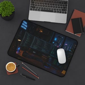 Skrivbordsmatta för cybersäkerhet - Cool skrivbordsmatta - Present till spelare - Programmering - Kontorsinredning - Musmatta - Hackermusmatta - Aktiehandel