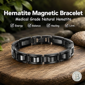 Hämatit Magnet Armband für Männer, Stahl Wellness Energie Armband, Balance Style Schmuck