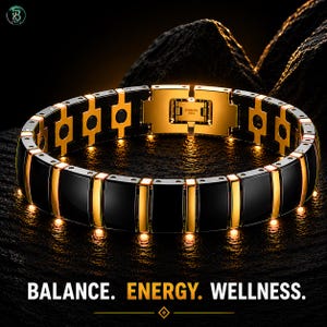 Titanium Magnetic Bracelet, Steel Ceramic Adjustable Wellness Jewelry for Men