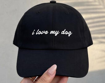 「愛犬が大好き」刺繍入りダッドハット、犬好きのためのベースボールキャップ