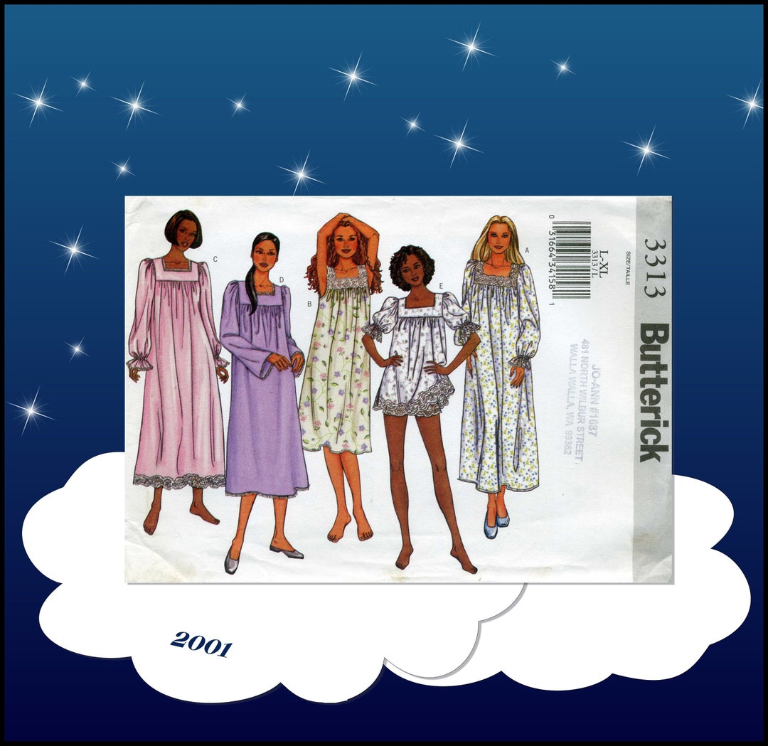 Butterick 3313 Sewing Pattern for Misses' Nightgown Etsy