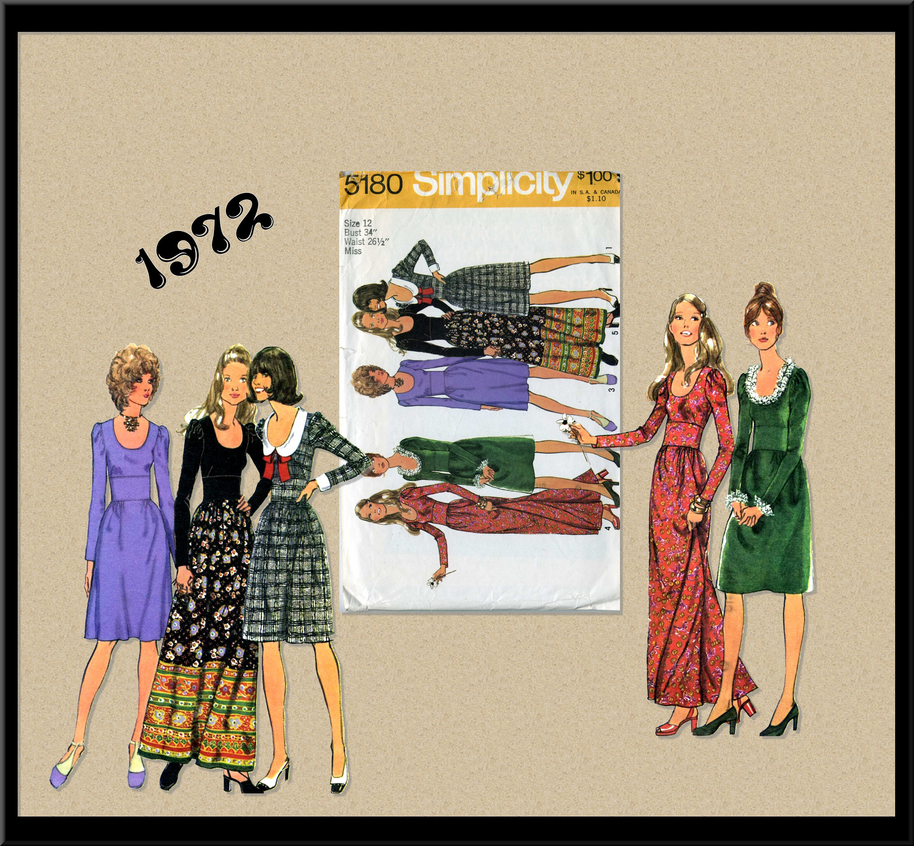 70s maxi dress sewing pattern 70s Maxi Dress Sewing Pattern / Vintage 1970s Women's Boho Evening Gown / Dress / 3 Sizes: 8, 10 or 12 / Simplicity 7434