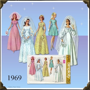 Vintage 1960s Wedding Dress Sewing Pattern: Simplicity 8640, Size 8