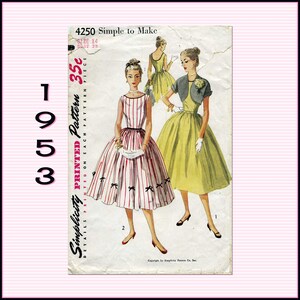 1950s Sundress Sewing Pattern: Simplicity 4250, Full Skirt, Bust 32