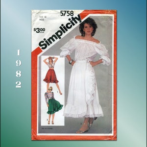 Simplicity 5758  Front Wrap Skirt with Tiered Ruffle in 3 lengths Vintage 80s Sewing Pattern UNCUT in Factory Folds, Size 10, Waist 25