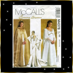 McCall&#39;s M4378 Gown and Hooded Cape Sewing Pattern: Renaissance Wedding Cosplay (Size 8-14)