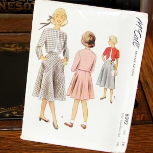 McCall 8092 Skirt and Bolero Vintage 1950 Two Piece Suit Sewing Pattern Girl Size 10