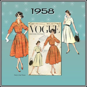 Vogue 9397 Vintage 1950s Shirtwaist Dress Sewing Pattern - Bust 32 UNCUT