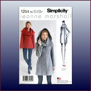 Simplicity 1254 Lined Coat or Jacket Uncut Leanne Marshall Sewing Pattern, Sizes 14-22