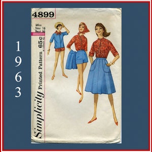Simplicity 4899 Wrap Skirt, Shorts and Top Vintage 1960s Sewing Pattern Bust 36