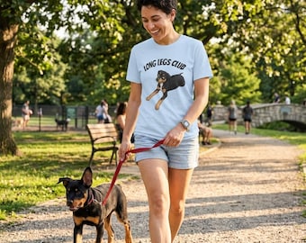Camiseta Long Legs Club para cachorros, camiseta azul marino para amantes de los perros, ropa para dueños de mascotas.
