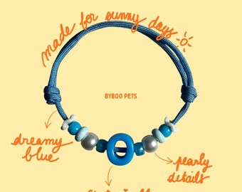 Handmade blue Paracord Pet Collar with letter Charm – Adjustable Cat Dog Accessory