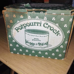 Vintage 1980s Rival Potpourri Crock Electric Simmering Cooker with Original Box Ivy Pattern Fragrance Warmer NOS