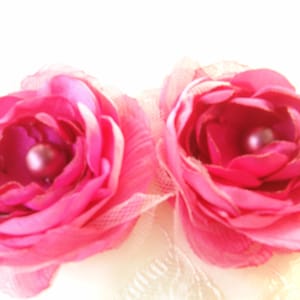 Bridal Hot Pink Hair Flower, Wedding Hairpiece, Hot Pink Clip, Flower Brooch, Flower Shoe clips, Wedding Accessories