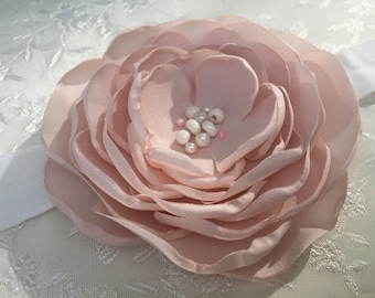 Bridal Flowers in blush pink clips or headband-Bridal Headpiece-Bridal Blush Flower Brooch
