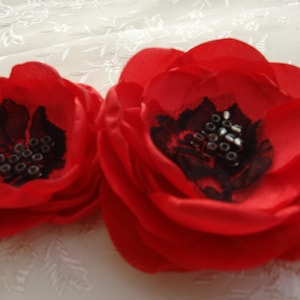 Red Poppy Brooch, Fabric Flower Brooch, Red Flower Pin, Satin Flower Poppies, Holiday Fashion Accessories Women Gift