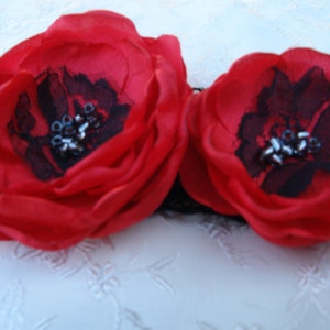 Red Poppy Brooch, Fabric Flower Brooch, Red Flower Pin, Satin Flower Poppies, Holiday Fashion Accessories Women Gift image 3