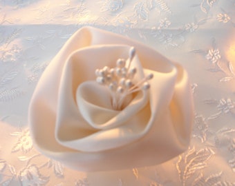 Ivory Wedding Flower Hair Clip - White Bridal Flower - Handmade Wedding Accessories-Bridal Accessories-flower brooch