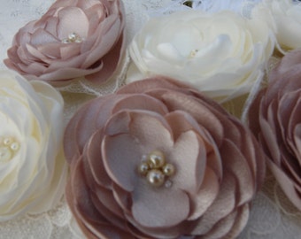 Wedding bridal hair accessories IVORY flower clip fascinator pearl flower brooch wedding flower sash