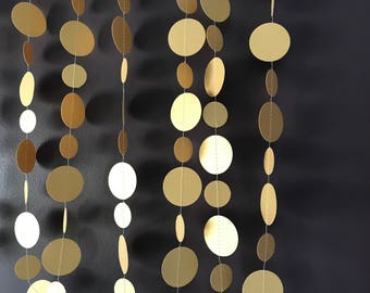 Metallic Gold Circle Garland - Gold Decor, Gold Garland, Gold Decorations, Gold Birthday Garland, Gold Wedding Garland