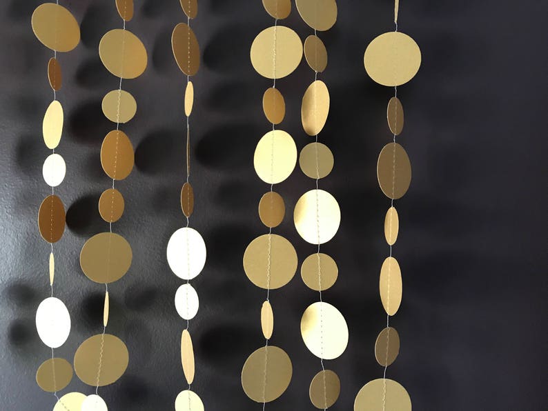 Metallic Gold Circle Garland Gold Decor, Gold Garland, Gold Decorations, Gold Birthday Garland, Gold Wedding Garland image 3